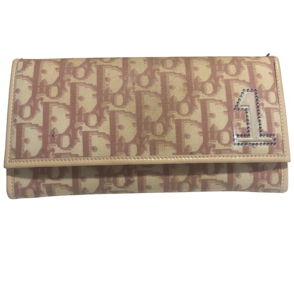 DIOR Vintage Pink Trotter Logo Girly #1 Long Wallet - Picture 4 of 9
